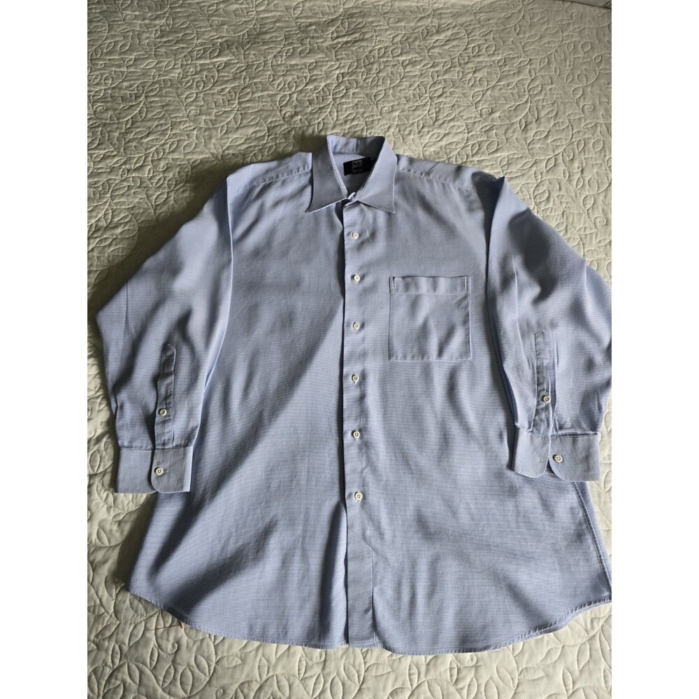 IKE Behar Blue and White Checked Dress Shirt Size 16 1/2 34